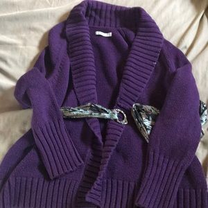 Plum purple sweater cardigan
